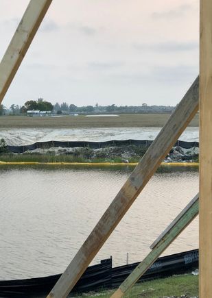 I'm on his lanai looking at our runway.