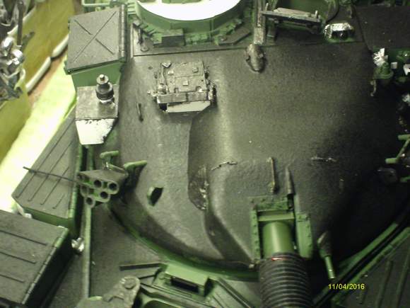 Modified the MBSGD's (Multi Barrel Smoke Grenade Dischargers) to more closely look like the actual shape, drilled out the barrels & What-A-Job to the sides & top - cast areas. New Gunners sight - the shutter arm was very tricky & still not quite right