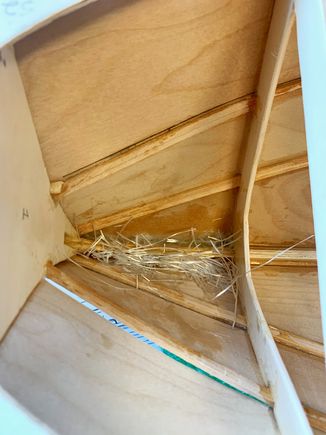 I wet the keel area with epoxy, then I added fiberglass strands, then more epoxy on top.