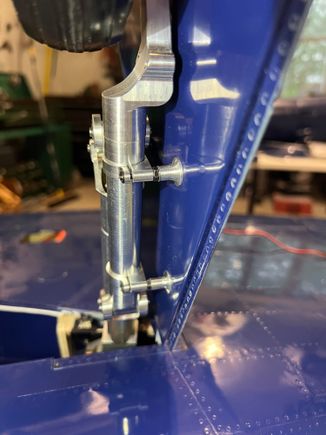 Flush head machine screws go thru doors to strut mounts.  Note the lock nut.  Everything will get locktite of course