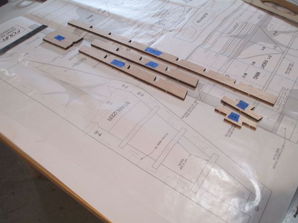 Laid plans out for the horizontal stabilizer.  Parts are labeled and ready for a dry fit.  