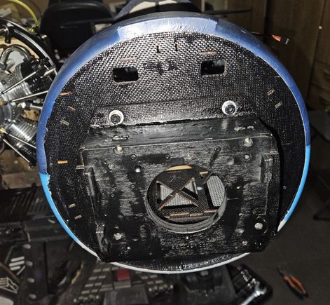 Motormount with slight modifications. All seams and gaps are reinforced with CA and resin. Hole pattern does not really fit nicely.