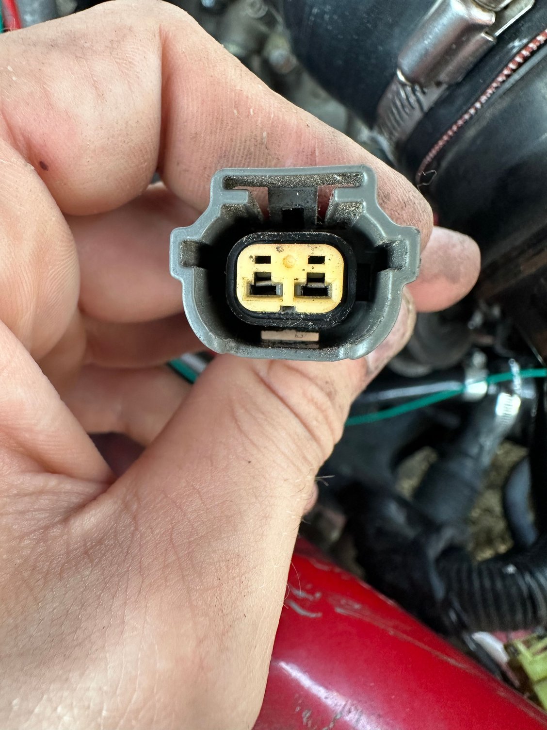 Pin on the left is to the black wire, right is the green wire