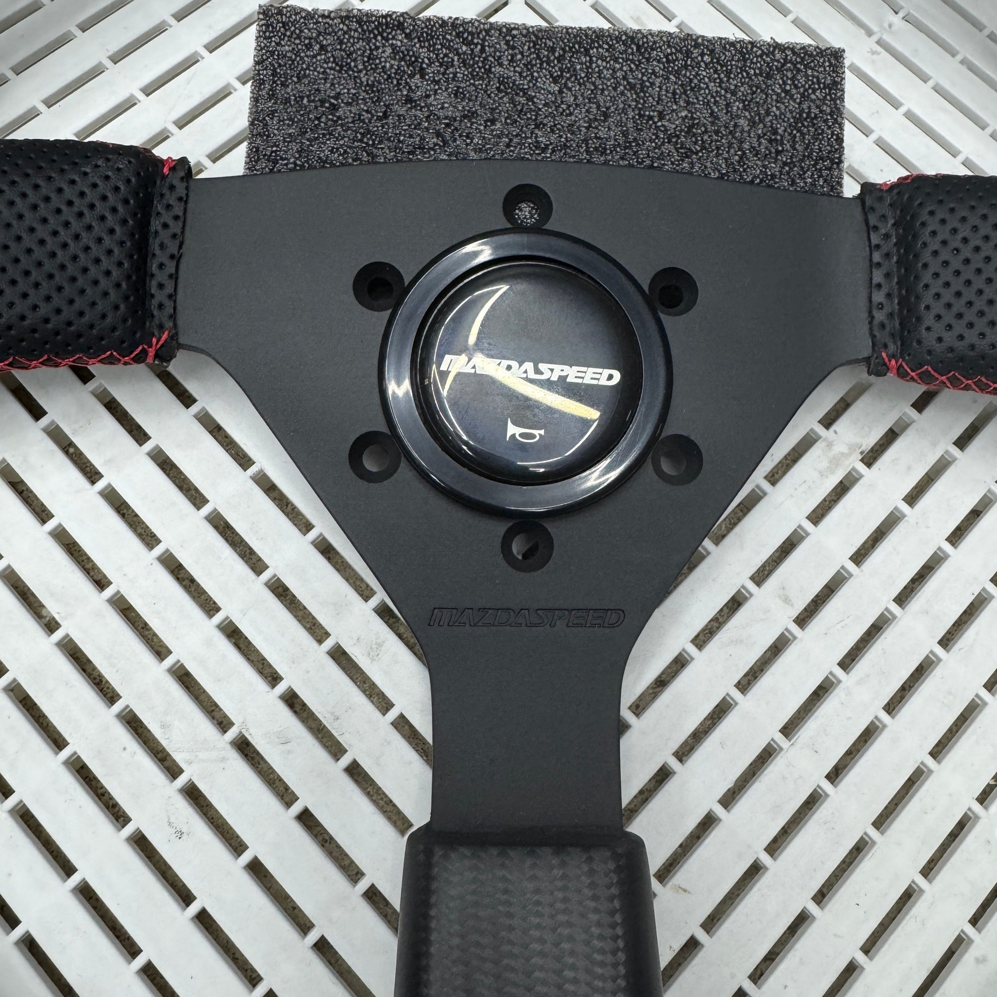 Interior/Upholstery - Fully Restored MAZDASPEED Steering Wheel - Carbon / Red Stitch - Used - 1992 to 2002 Mazda RX-7 - Birmingham, MI 48323, United States