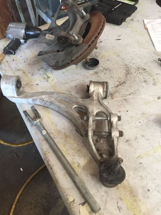 Lower control arm removed from the knuckle.
