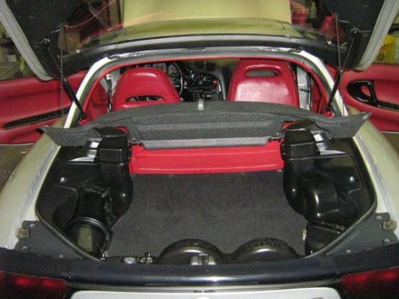 trunk trim prior to Bose removal and replaced with 8" SAS Bazooka and OEM trunk mat $$.