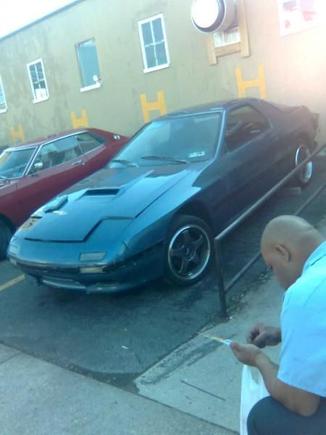 the 7 getting a sun tan after a fresh coat of clear sitting next to my friends first gen celica