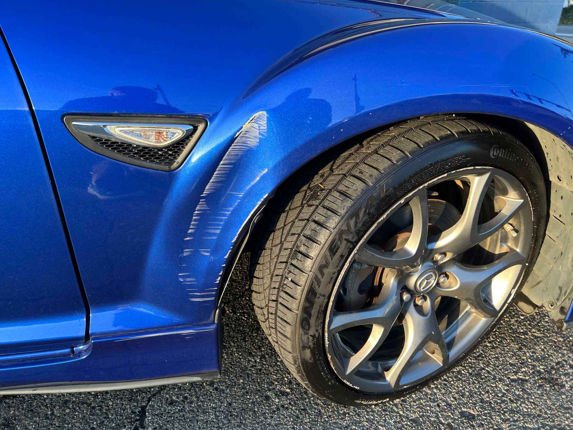 Dent with paint transfer