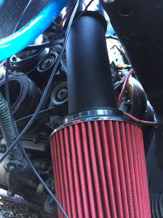 get a 12" length 3.5" intake tube (Airraid or AEM) and slap a filter on it, call it a day. it sits right beside the rad support beam. youll need to make a bracket to secure it to the beam