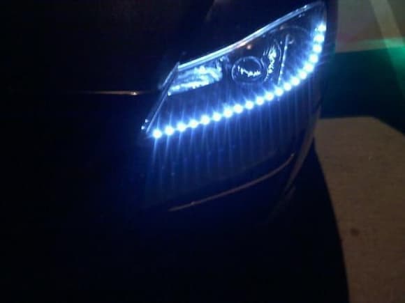 Painted head light with LED strip inside