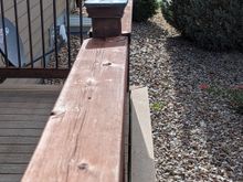 ^8-1-2023.  Old railing and outside deck board pulling apart.