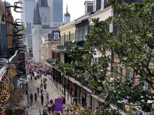 The view from our friends' apartment. Looking west toward St. Louis Cathedral and Jackson Square.