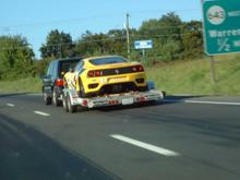 Ferrari on trailer rear shot.JPG