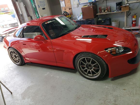 Getting the car.   But wanted to swap wheels before I left with the wheels on my other s2000 I was dropping off at the bodyshop.

