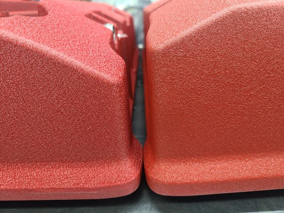OEM Wrinkle red vs Powder coated wrinkle red