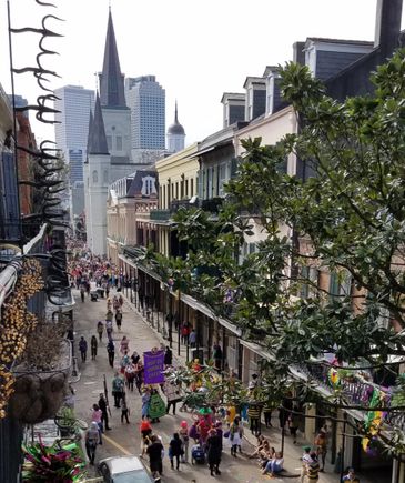 The view from our friends' apartment. Looking west toward St. Louis Cathedral and Jackson Square.
