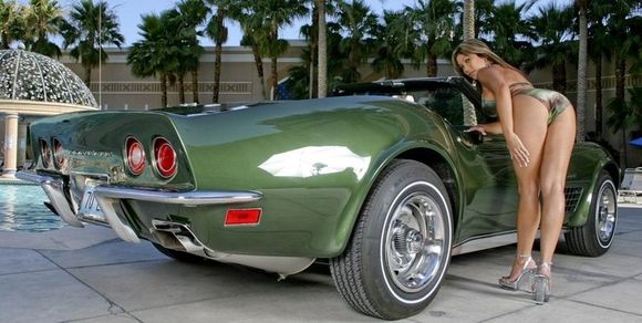 sexy green corvette babe posing 11
