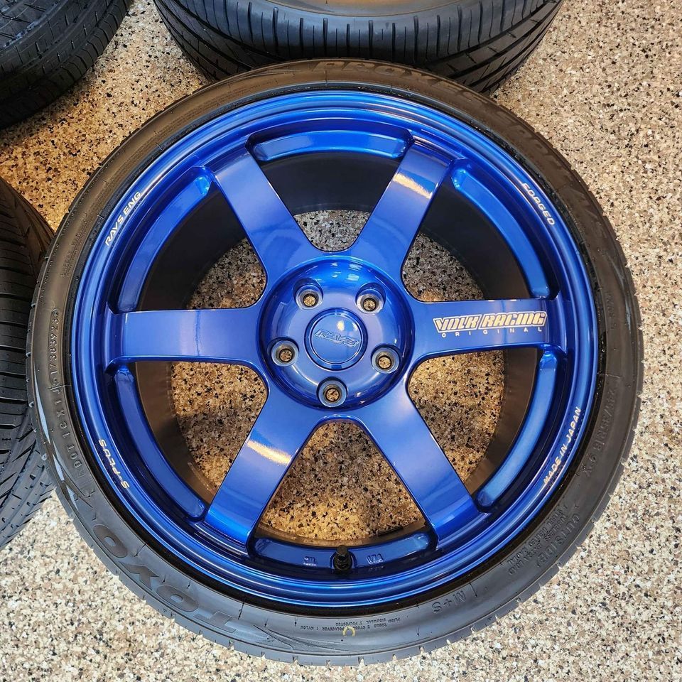 Wheels and Tires/Axles - Hyper Blue 18x9.5 +38 5x114.3 Volk Racing TE37s on 245/35 Toyo Tires - Used - All Years  All Models - Ellicott City, MD 21043, United States