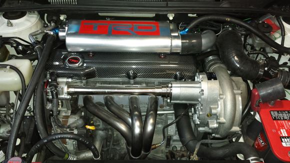 TRD SUPERCHARGER. TOYOTA MOTORSPORTS LIQUID TO AIR INTERCOOLER.