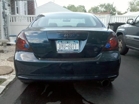 tinted tail lights with blue reverse bulbs