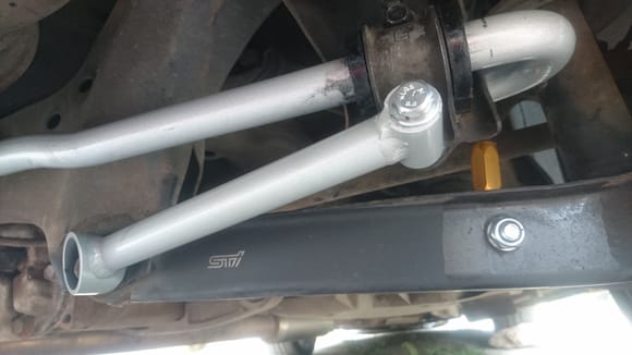I fitted a new 22mm rear roll bar today, droplinks all round, new rack bushes, and a STI front chassis kit and lower bar. 
The STI kit really changes the car, stiffer but somehow more compliant. All ready to head to Edinburgh, via a yellow meet up in Wales