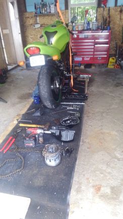 Yep, the tranny is fine, needs a chain and sprockets....