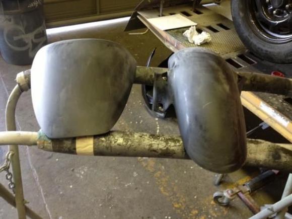 Rear solo cowl and front wheel cover before bondo and prime