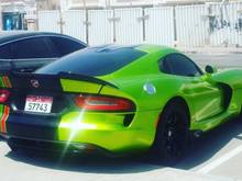 Venomous green Dodge Viper spotted in Abu Dhabi. It is owned by a guy named Hamad Al Reyami on Instagram. Shout out to him!
