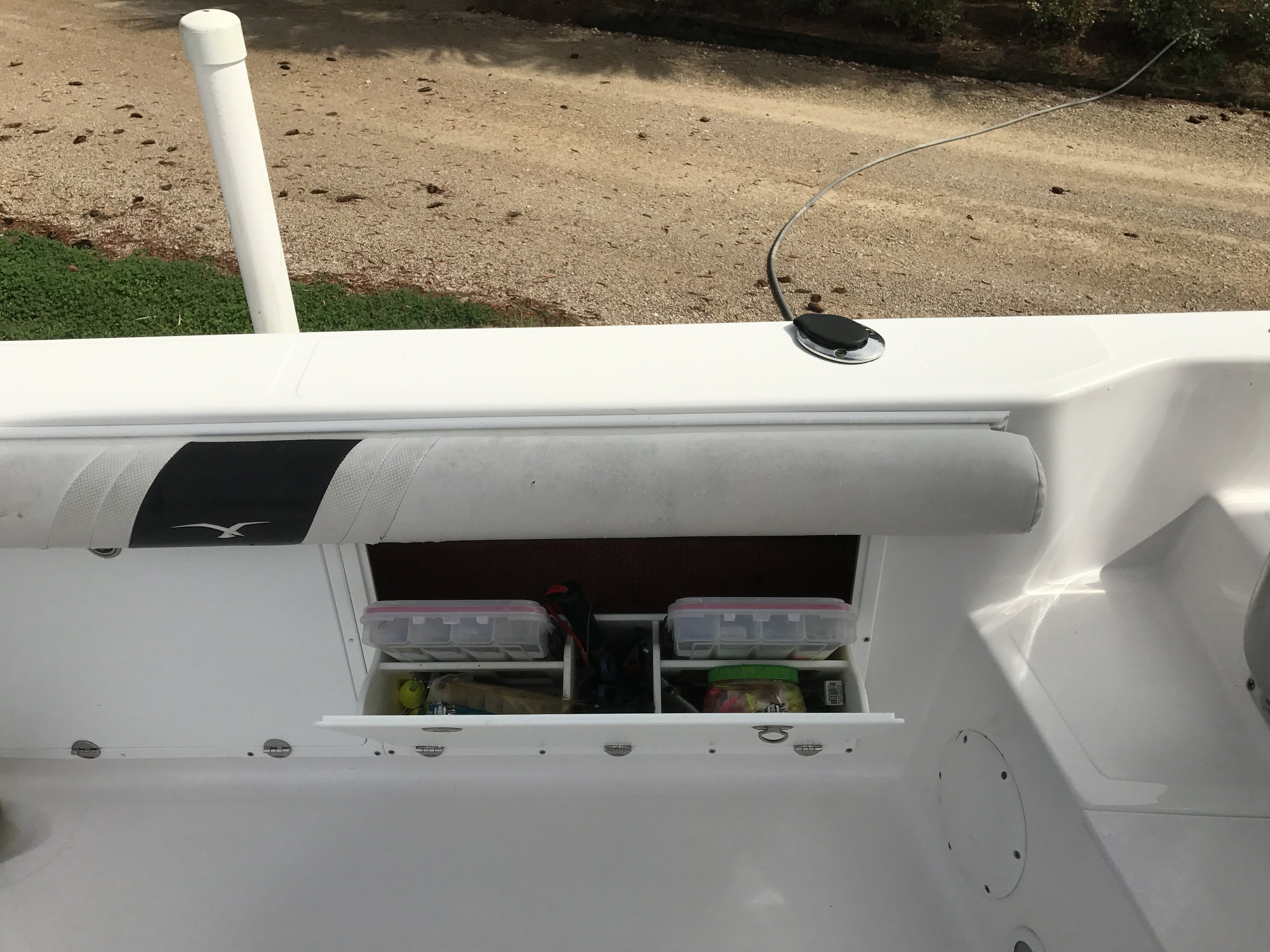 Let's see your tackle storage ideas under your flip up leaning post seat. -  The Hull Truth - Boating and Fishing Forum