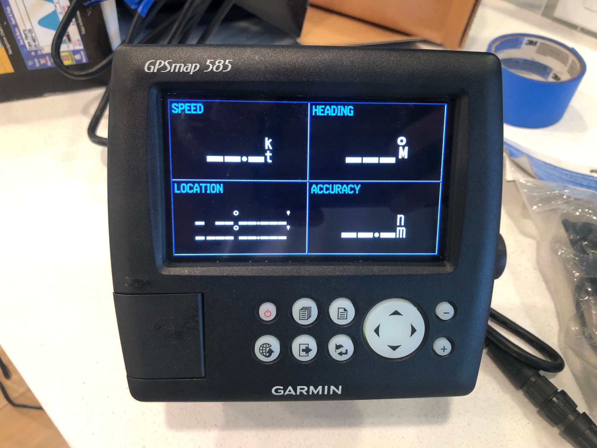 Sold*** Garmin 5" GPSMAP 585 & two new transom mount transducers Never