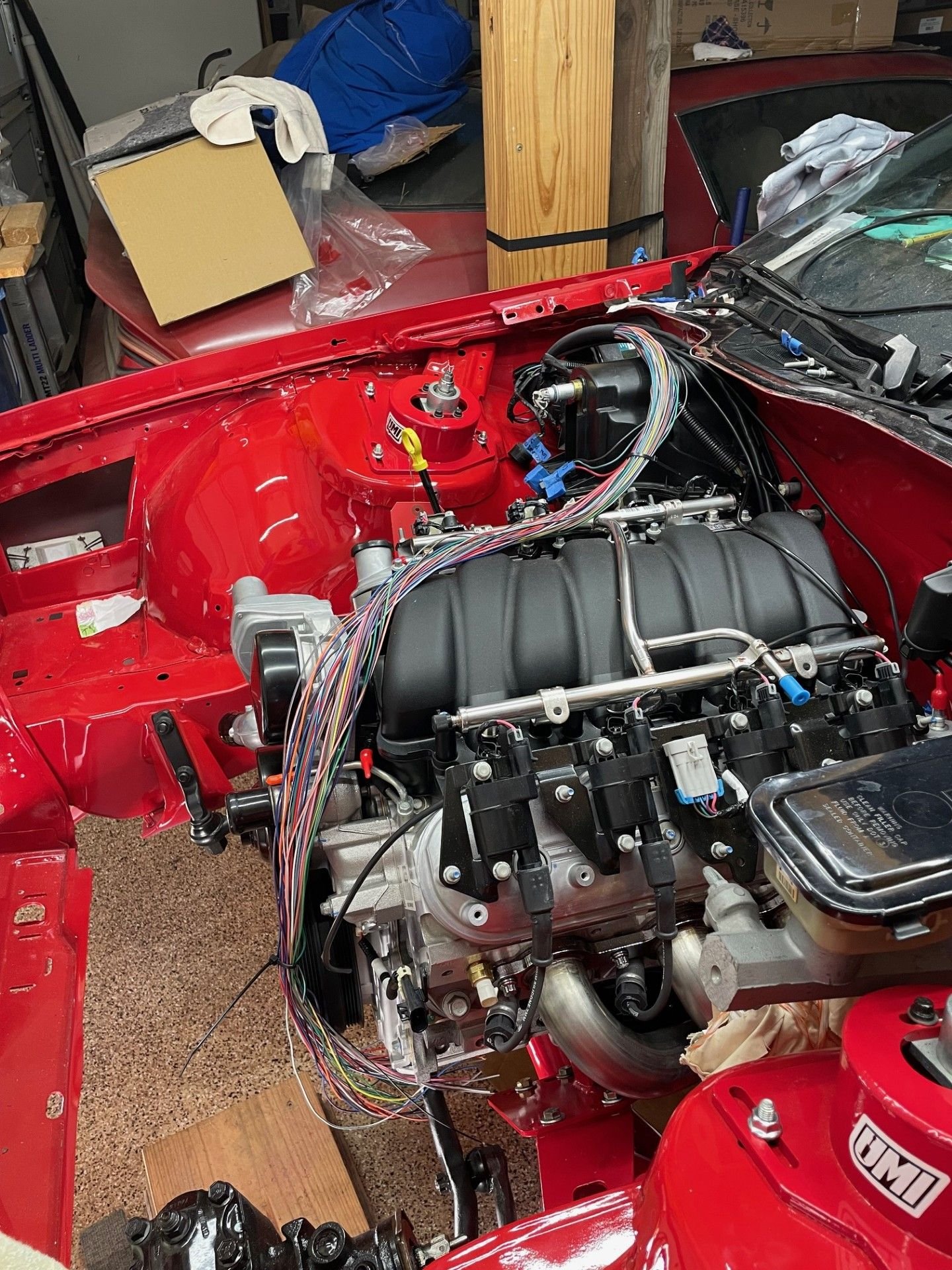 This shows the ends of the wires in the engine bay.  All of a sudden, most of that 15' is used up!