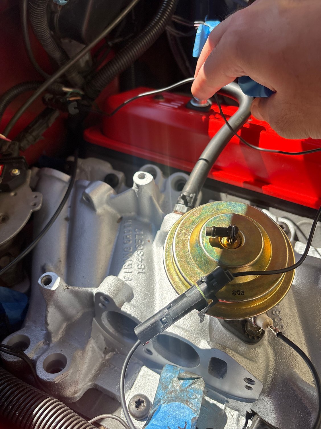 New EGR valve, valve sensor, and extension pigtail. 