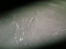 Lightly sanding the black with 180 on an orbital revealed where the bondo and paint were bubbling underneath.