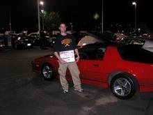 Me with my "Best Third Gen" award at the All GM Car show in Burnsville, MN in August 2009.