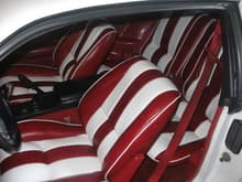 custom designed (by me of course) stripe package interior. all leather 2 tone white and red. headrest soon to come.
i do custom interiors all day long, im based out of georgia give me a call if you want somethin cool in your ride. (678) 425-1497 9am-3pm, 6pm-9pm eastern time