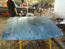 Preping the hood for paint