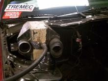 PT1000 A/W Intercooler will be recessed into the firewall I think. I knew that heated box delete would come in handy someday.