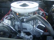 Aluminum heads, Holley 770Ccfm carb, air gap intake, and nitrous oxide