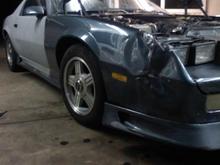 no i didnt wreck the car previous owner did, went to put on the new fender that he gave me with it and its all dented as well. gonna be a little while till the front end is all fixed
