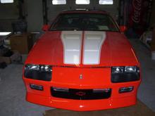 White vinyl stripes.