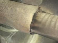A crack in the exhaust, as noted during the first real inspection.