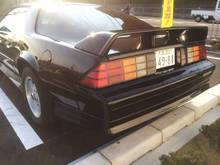 Shot of Japanese license plate on the Camaro
