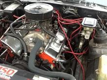 Has a 305 for now. I am almost finished getting all the parts I need too put my new vortec 350 together. Going to be making around 350 HP at the motor. Just need some bolts and gaskets. New motor has custom comp cam with beehive springs. Cam is 214/224 @0.050  263/273 ADV  .474/.474 Lift  110LSA  and 106 ICL Going to run a 625 street demon carb with Edelbrock EPS intake. Will be rebuilding transmission and installing 2,300 RPM stall, newer 28 spline rear with 3.42 gears and posi in place of my 26 spline 2.73 rear and doing a full drag race suspension with 8 point roll bar. Shooting for low 13s, this is going to be my work transportation. I live 35 miles form work :) Also hoping to get close to 20 MPG on the freeway (Lets hope)