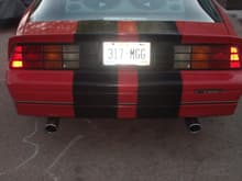 rear view with the racing stripes