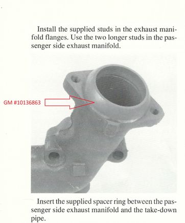 This is the spacer used on the H.O. passenger side cast iron exhaust manifold with the later N10 dual cat exhaust system. Using my built in eyeball micrometer this spacer is no where near as thick as the older EFE valve style spacer. The older spacer is about 1 3/16 of an inch thick eyeballing it against a Starrett machinist scale. 