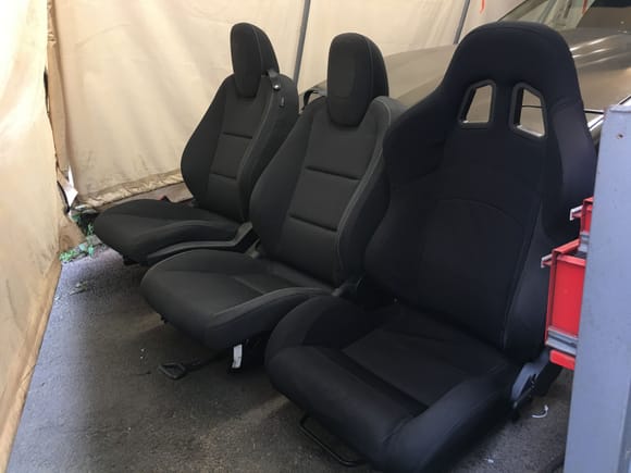 Driver is left, middle is passenger, right is summit racing 5pt seat.