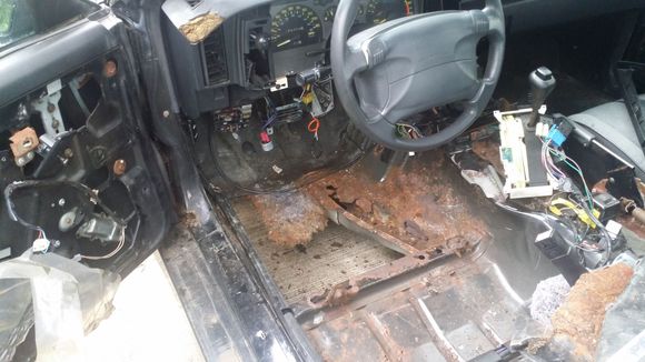 Replaced Steering Column (Donner from 91 F-Bird w/ Keys) - Floor Pan Repair In Progress