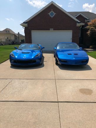 2016 Laguana Blue C7 Corvette and 1991 Firebird Trans Am 5.7L