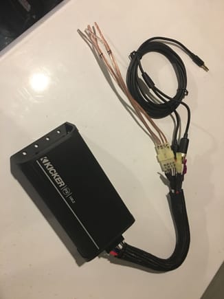 The new amp and wiring harness I made and shows the amazon headphone to RCA adapter 8ft long and overkill