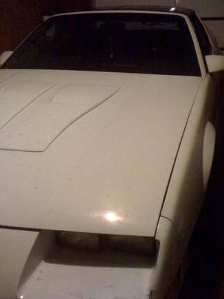 A dirty boy, stuck in the garage due to icy roads.